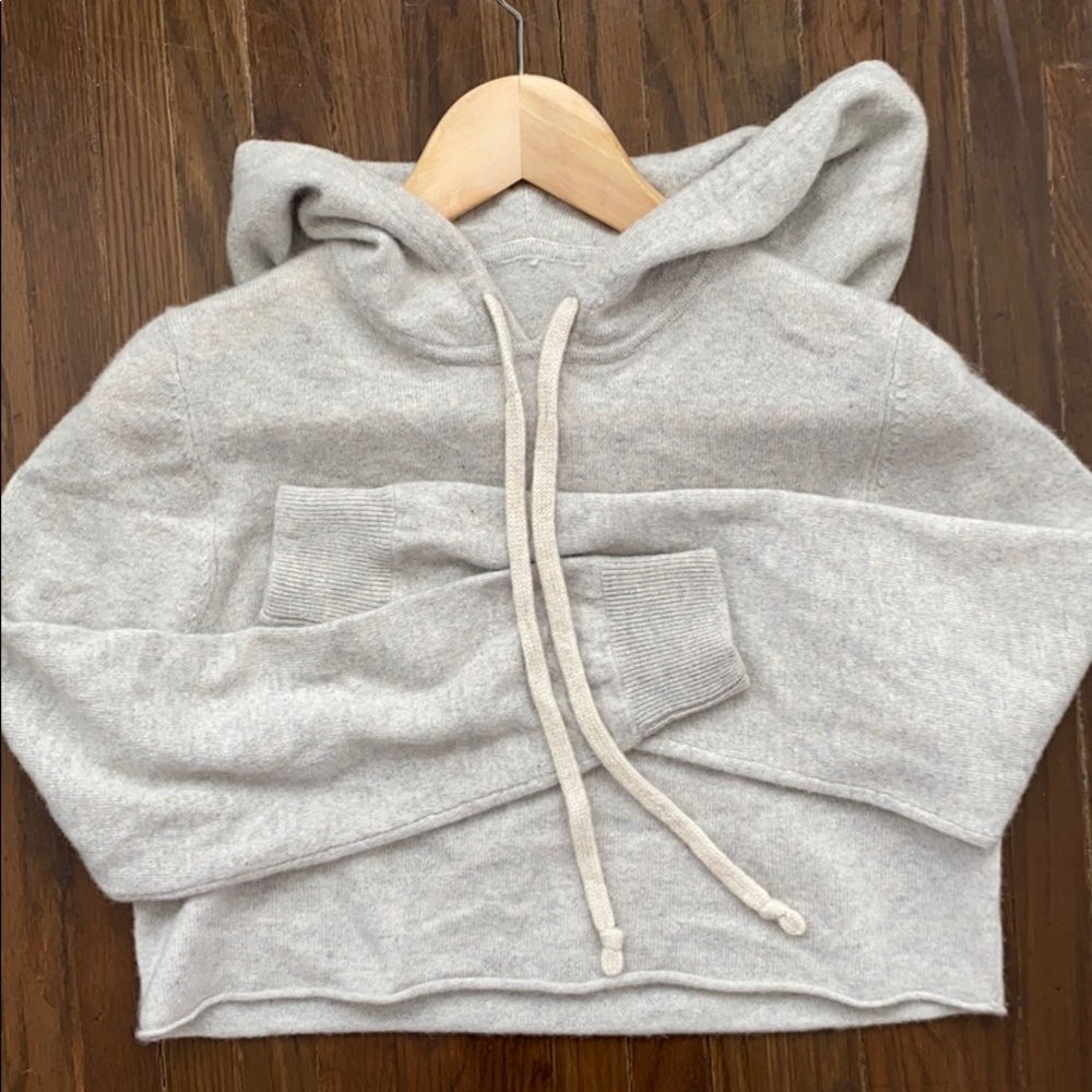 100% Cashmere Knit Crop Hoodie